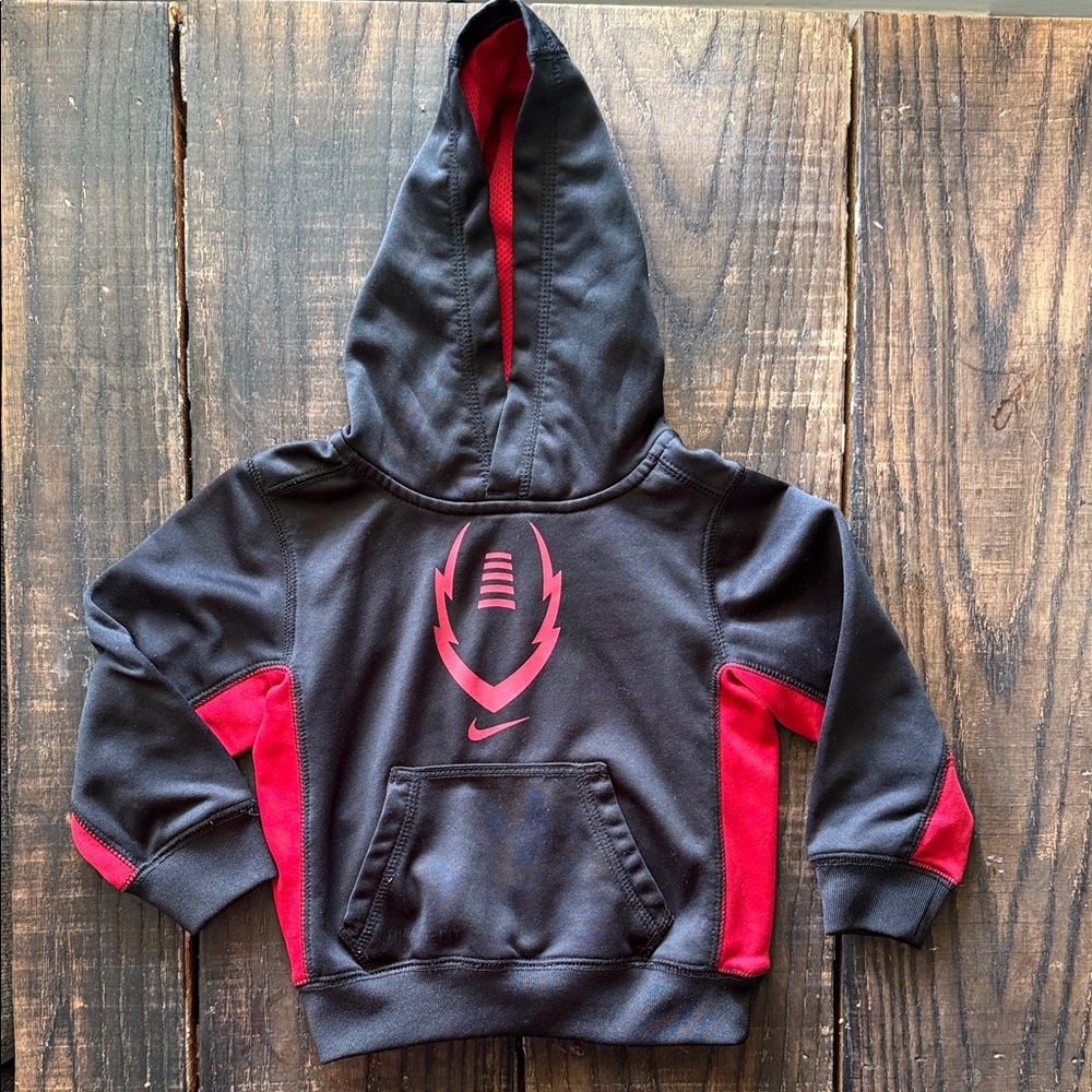 Nike Kids Black and Red Football Hoodie